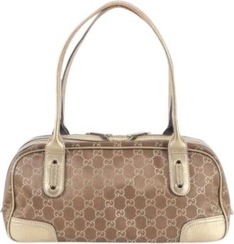 Gucci Pre-owned Handbags, female, Brown, Size: ONE SIZE Pre-owned Nylon Shoulder Bag