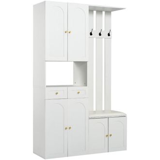 Urban Meuble Recibidor con banco zapatero, 6 puertas, 2 cajones y 4 ganchos