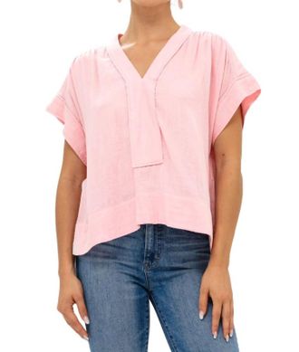 Oliphant Roll Sleeve Top In Bahama Pink