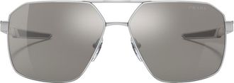 Prada logo-print geometric sunglasses - men - Metal - 60 - Silver