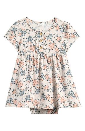 Petit Lem Spring Flowers Cotton Blend Dress & Bloomers Set in Beige at Nordstrom, Size 12M