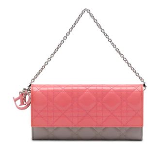 Dior Pre-owned Dior Bicolor Lambskin and Patent Cannage Lady Wallet On Chain Ladies OPQKERMASQYQPXM4
