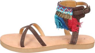 Coral Blue Flat Sandals, female, Multicolor, Size: 10 US Suede Womens Sandals