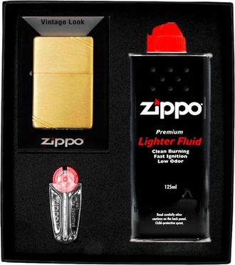 OEM Juego De Encendedores Zippo De Lat&oacute;n Vintage Cepillado, Regalo N.&deg; 1