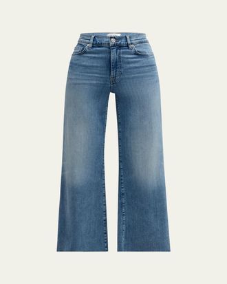 Frame Denim Le Palazzo Wide-Leg Raw-Hem Cropped Jeans