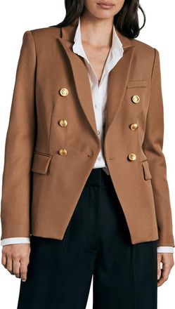Rag & Bone Preston Double Breasted Wool Blend Blazer in Dktan at Nordstrom Rack, Size 0