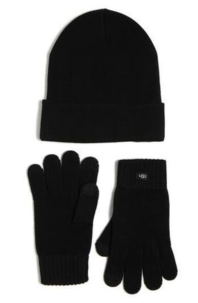 UGG Knit Beanie & Tech Gloves Set in Black at Nordstrom Rack