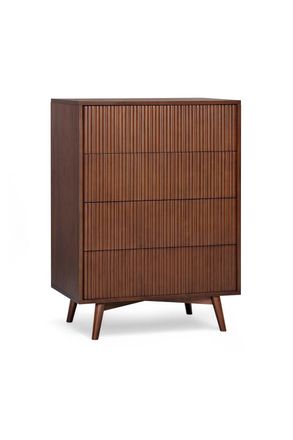 Teamson Home Tremolo Chest of Drawers 4 Drawer Bedroom Dresser in Walnut