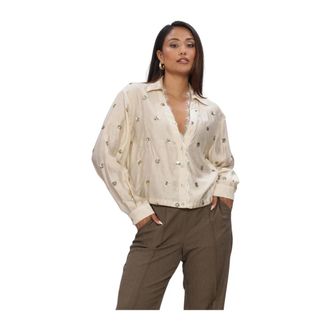 Nukus Nukus, Overhemden, Dames, Beige, S, Pailletten, Anika Blouse Paillet