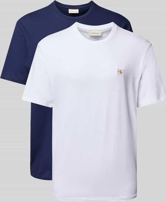 Calvin Klein Jeans T-Shirt mit Label-Detail im 2er-Pack in Marine, Gr&ouml;&szlig;e XXL