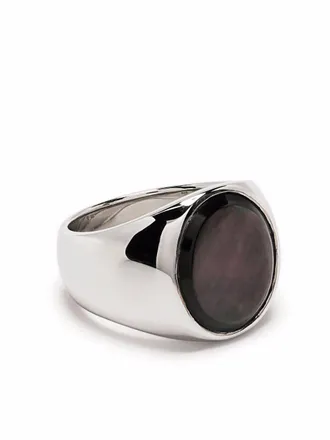 Tom Wood black mother-of-pearl signet ring - Silver