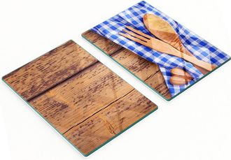 OEM Tablas De Cristal Duraderas Y Elegantes Con Cubiertos De Madera Estampados 2x40x52 Cm