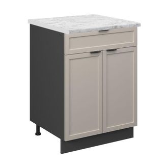 Vicco Mueble Bajo De Cocina Fame-line, Grisbeige, 60 Cm Con Caj&oacute;n, Et M&aacute;rmol