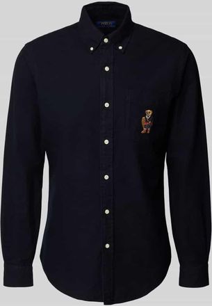 Polo Ralph Lauren Custom Fit Freizeithemd mit Motiv-Stitching in Black, Größe XXL