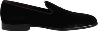 Dolce & Gabbana Black Velvet Slip On Loafers Formal Mens Shoes