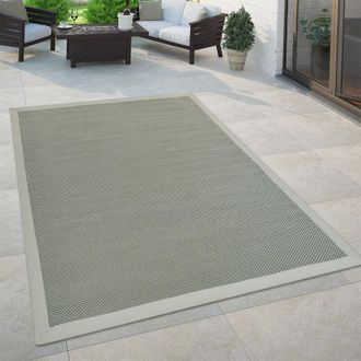 Paco Home Paco Home Alfombra De Tejido Plano Interior Y Exterior Moderno Aspecto Natural Monocolor Verde Pastel 140x200 Cm