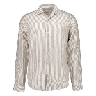 Eton Casual Shirts, male, Beige, Size: 3XL Striped Linen Shirt