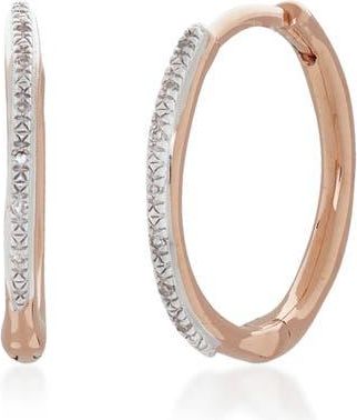 Monica Vinader Riva Wave Diamond Hoop Earrings in 18Ct Rose Gold On Sterling at Nordstrom Rack