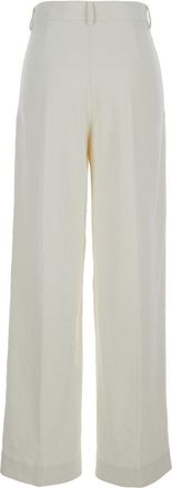 Toteme Womens High-Waist Cotton Blend Pants White Trousers