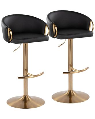LumiSource Set Of 2 Claire Contemporary/Glam Adjustable Bar Stools With Footrest