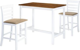 vidaXL Set Mesa Y Sillas De Bar 3 Piezas Madera Maciza Marr&oacute;n Y Blanco Vidaxl