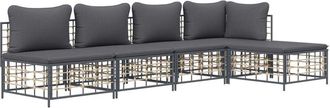 vidaXL Vidaxl - Juego De Muebles De Jard&iacute;n 5 Pzas Cojines Antracita Rat&aacute;n Pe