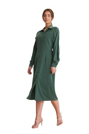 NA-KD Womens Buttoned Midi Casual Dress, Green, 10 UK