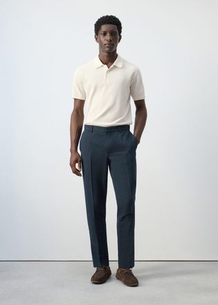 Mango Pantaloni slim-fit cotone lino navy - Uomo - 44 - MANGO MAN