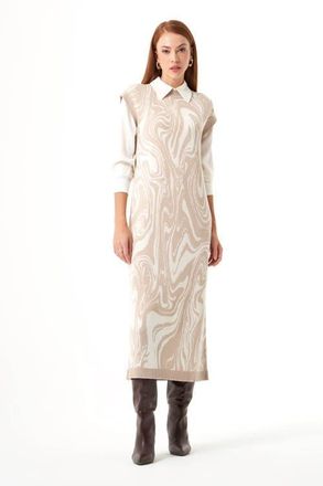 Mizalle Special Patterned Knitwear Dress in Beige at Nordstrom, Size X-Large