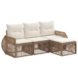 vidaXL Conjunto De Sof&aacute;s De Jard&iacute;n 4 Pcs Beige Y Blanco Crema Vidaxl