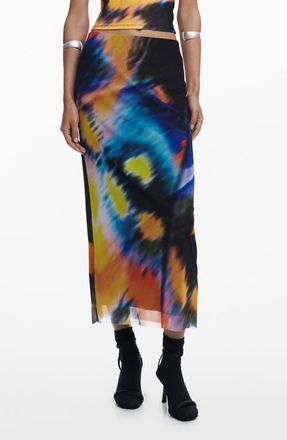 Desigual Print Tube Maxi Skirt in Black at Nordstrom, Size Medium