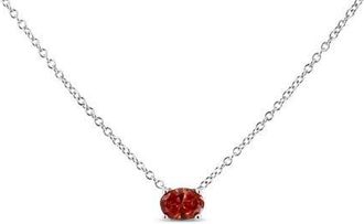 House of Brilliance 14K White Gold 3/8 Cttw Lab Grown Pink Oval Solitaire Diamond Pendant Necklace at Nordstrom