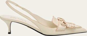 Prada 55mm Brushed Leather Slingback Pumps