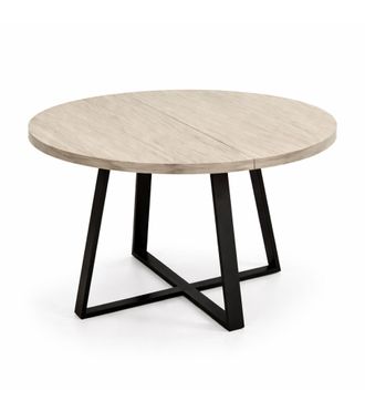 Home Heavenly Home Heavenly - Mesa De Comedor Redonda Extensible Anubis, Dise&ntilde;o Moderno Y Funcional, Tablero De Melamina Y Patas Met&aacute;licas Ne Color: Beige - Pata Ne