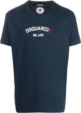 Dsquared2 Blauwe Casual Korte Mouw T-shirt - Heren - T-shirts - Blauw - XL - Katoen - Tops