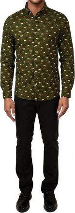 Stone Rose Printed Wild Stallions Long Sleeve Shirt In Green