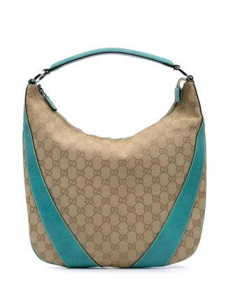 Gucci 2000-2015 GG Canvas hobo bag - women - Canvas/Calf Leather - One Size - Blue