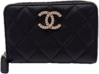 Chanel Matelasse Black Grained Calfskin Coin Purse/Coin Case (Pre-Owned)