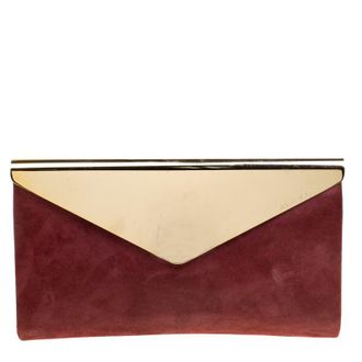 Jimmy Choo London Burgundy Shimmering Leather Charlize Clutch