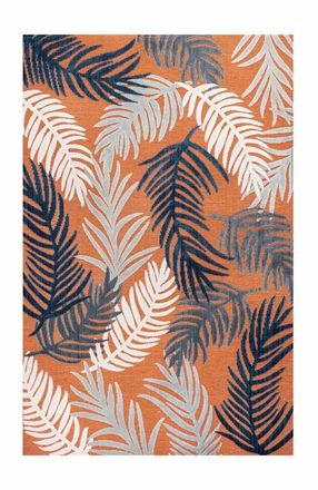 Jonathan Y Designs Montego High-Low Tropical Palm Indoor/Outdoor Area Rug in Orange/navy/ivory at Nordstrom, Size 3Ft 0In X 5Ft 0In