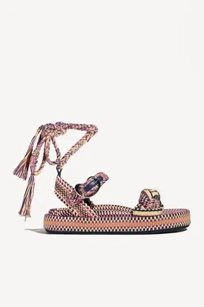Amambaih Carolina Braided Lace Up Platform Sandal in Isle at Nordstrom, Size 37