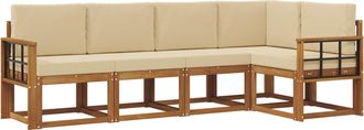 vidaXL Conjunto De Sof&aacute;s De Exterior 5 Uds. Natural Y Beige Vidaxl