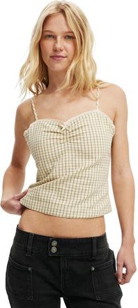 Cotton On Womens Bow Cotton Cami in Neutral Check at Nordstrom, Size 8