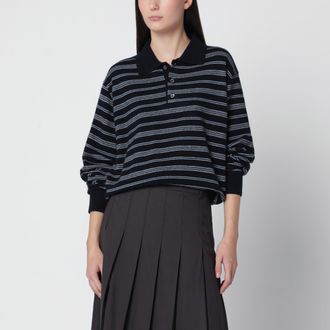 Dunst Maglione a righe blu navy con colletto