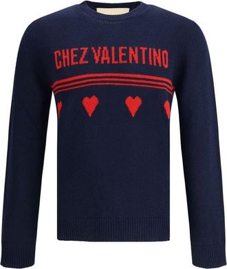 Valentino Blue Fleece Wool Mens Sweatshirt