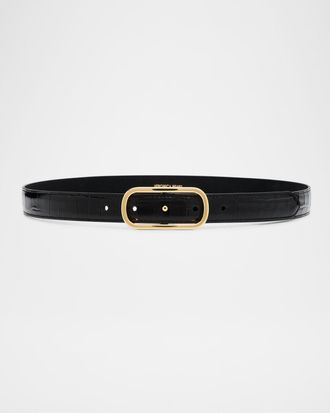 Veronica Beard Loop Croc-Embossed Belt