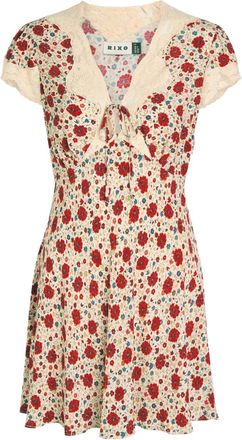 Rixo Abito corto Lacie a fiori - Toni neutri