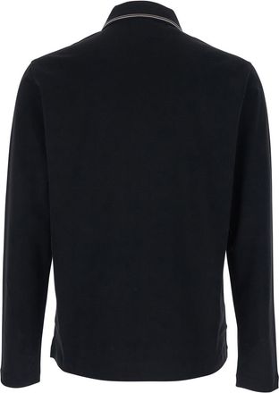 Emporio Armani Mens Polo Shirt Long Sleeve Black Cotton T-Shirts And Polos