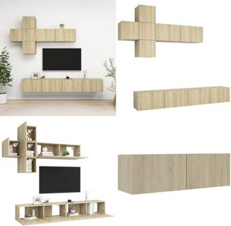 vidaXL Set di Mobili Porta TV 7 pz Rovere Sonoma in Legno Multistrato - Armadietto TV - Armadio TV