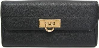 Ferragamo Pre-owned Lederen Portemonnee - Dames - Vintage Accessoires - Zwart - ONE Size - Leer - Vintage